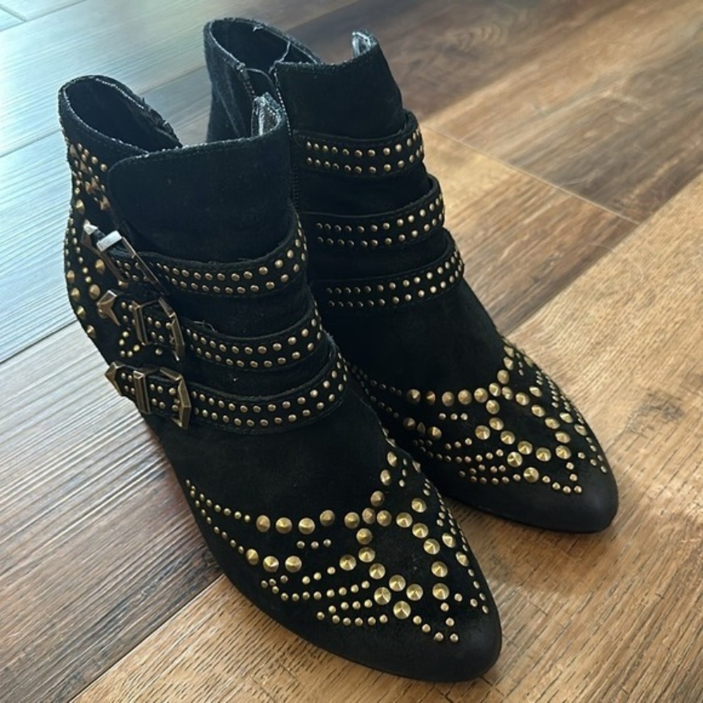 Ash Joyce Studded Ankle Booties, Black 37.5 USA SIZE 6.5 Coachella